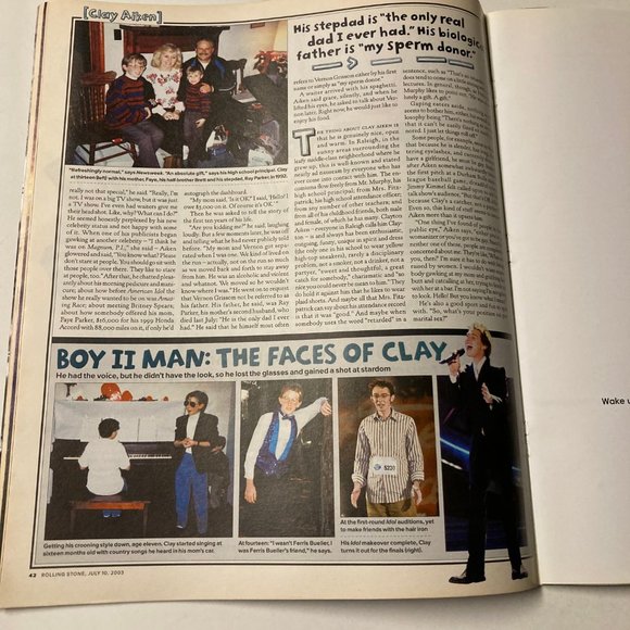 Rolling Stone Magazine Issue #926 Clay Aiken July 10 2003 Lou Reed Jack Johnson - Picture 5 of 11